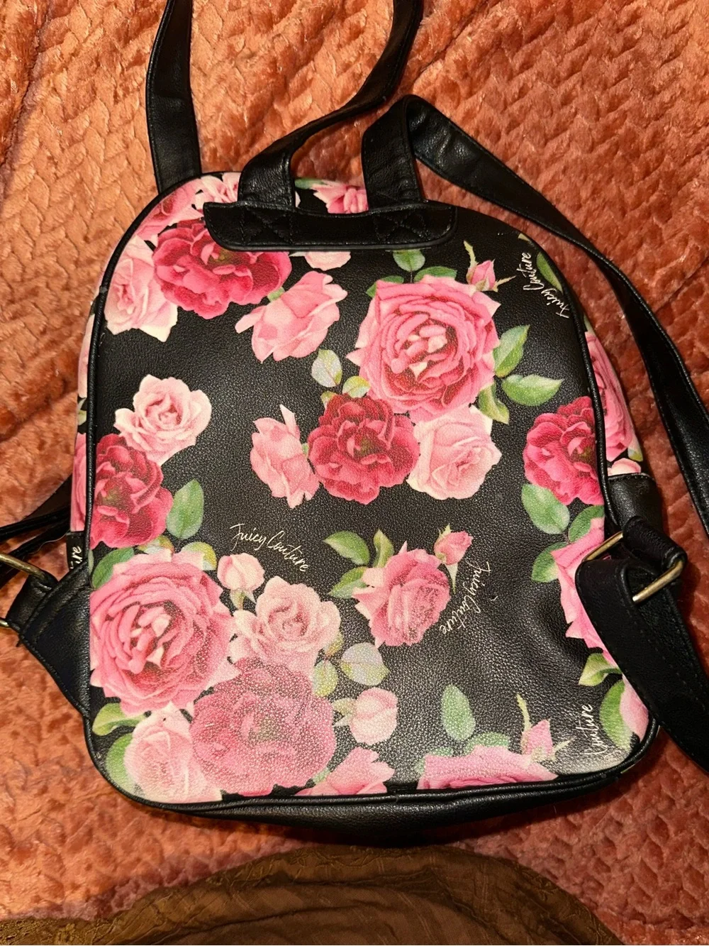 Juicy Couture Black Floral Panel Mini Backpack